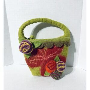 BNB 100% Wool Purse Multicolored  Bag Zip Nepal Small‎ Unique Design